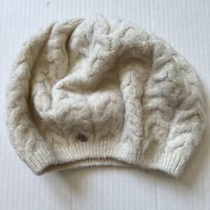 Lauren Ralph OS Women's Wool Blend Beret Hat Off White GOOD